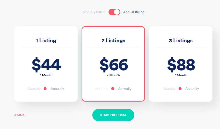 Three Guesty for Hosts prices for a property manager with three or fewer listings