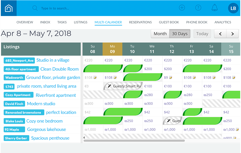 Guesty calendar view