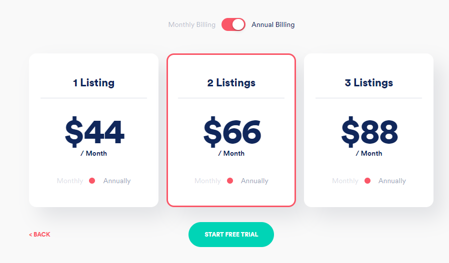 Three Guesty prices for a property manager with three or fewer listings