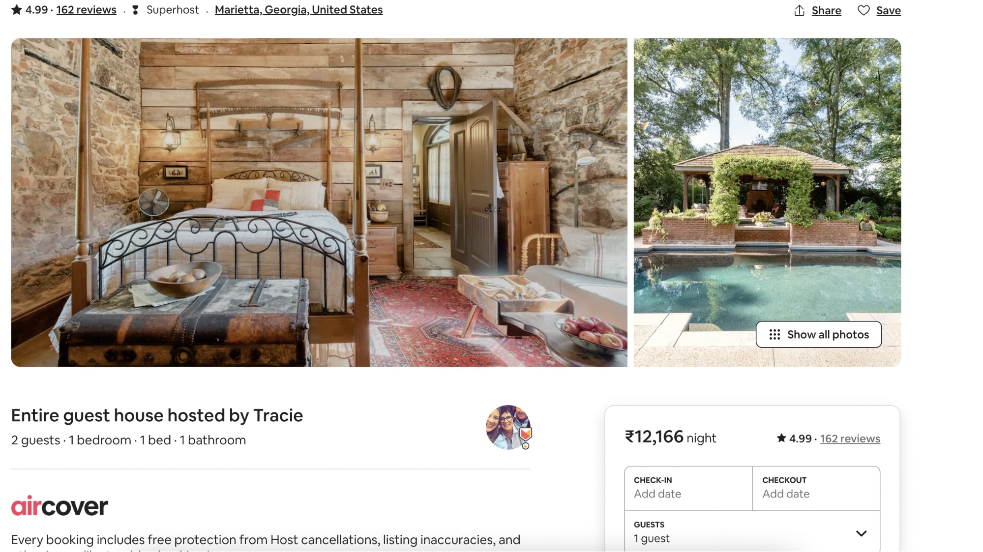 A screenshot of Marietta Square’s Airbnb listing page