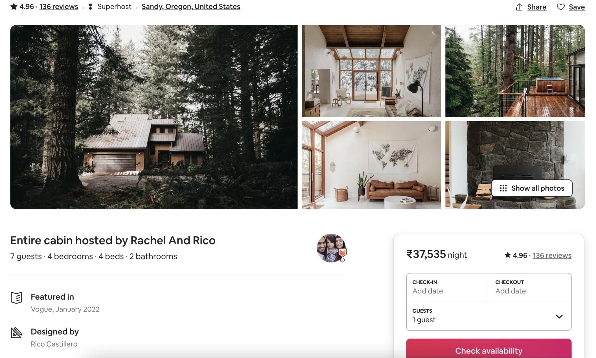 Screenshot of The Woodlands House Airbnb listing