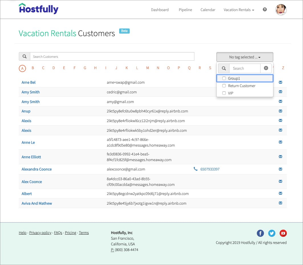 Hostfully’s built-in CRM lets you create tags and categorize customer information for easy accessibility Source: Hostfully