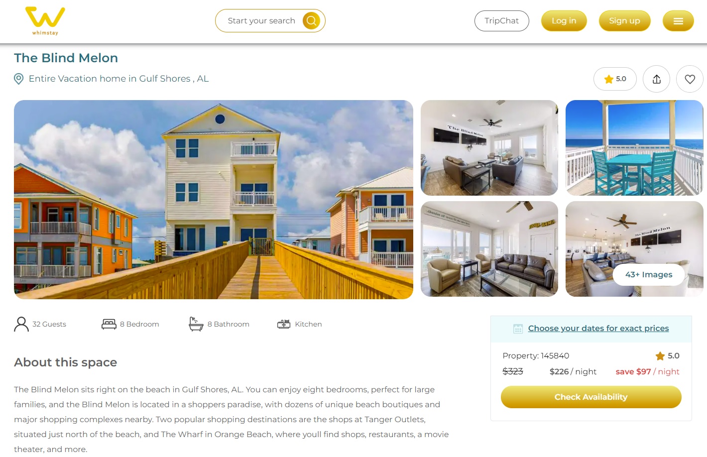 A Whimstay vacation rental with last-minute pricing