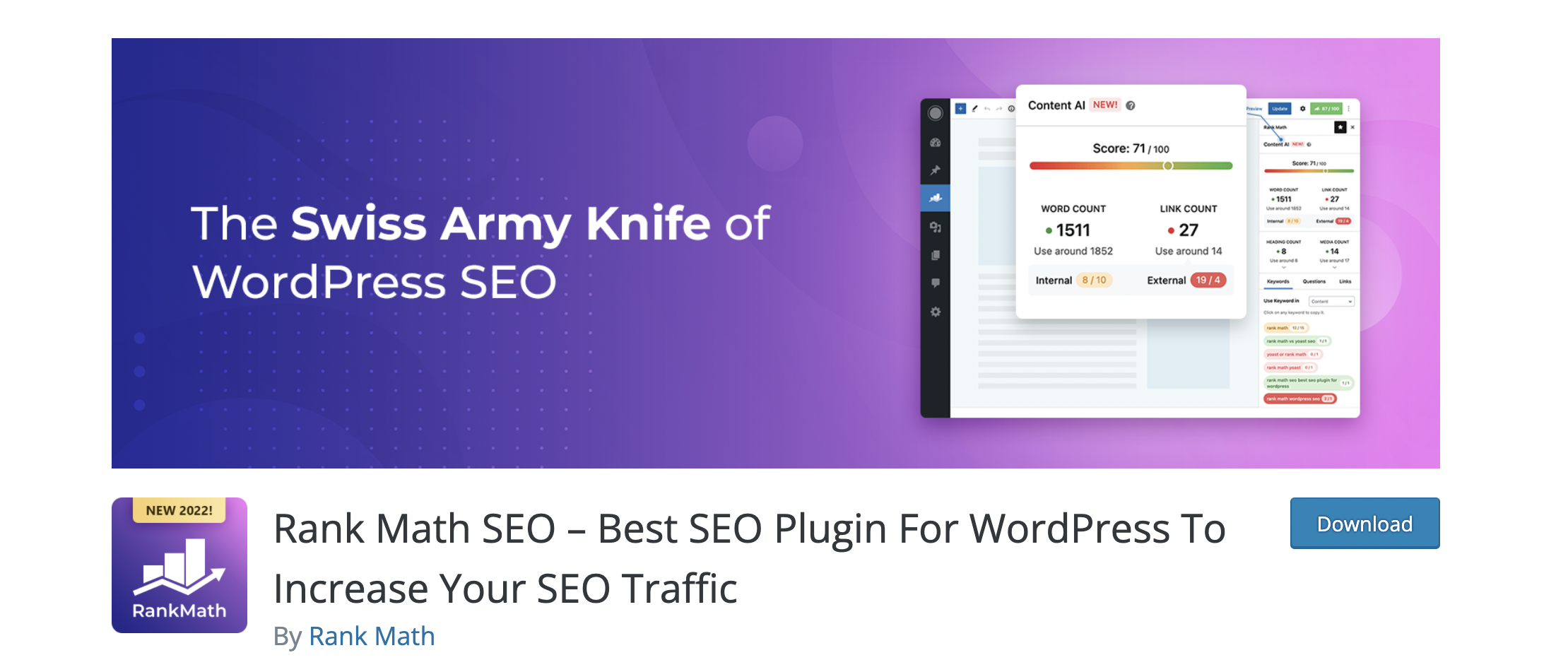 rankmath is a plugin to help your SEO