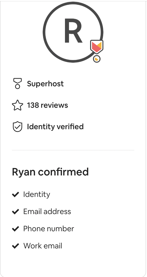 showing Ryans verification on airbnb