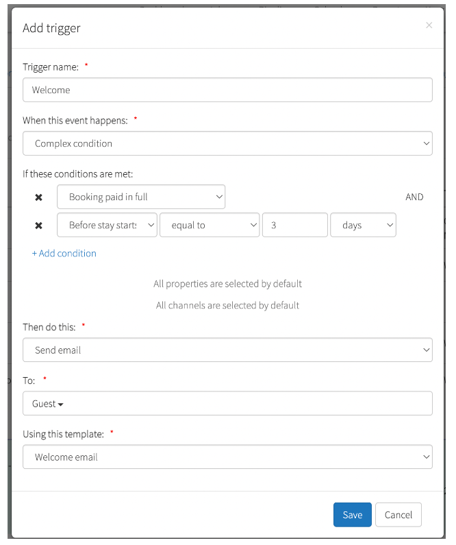 he window to create triggers for custom templates