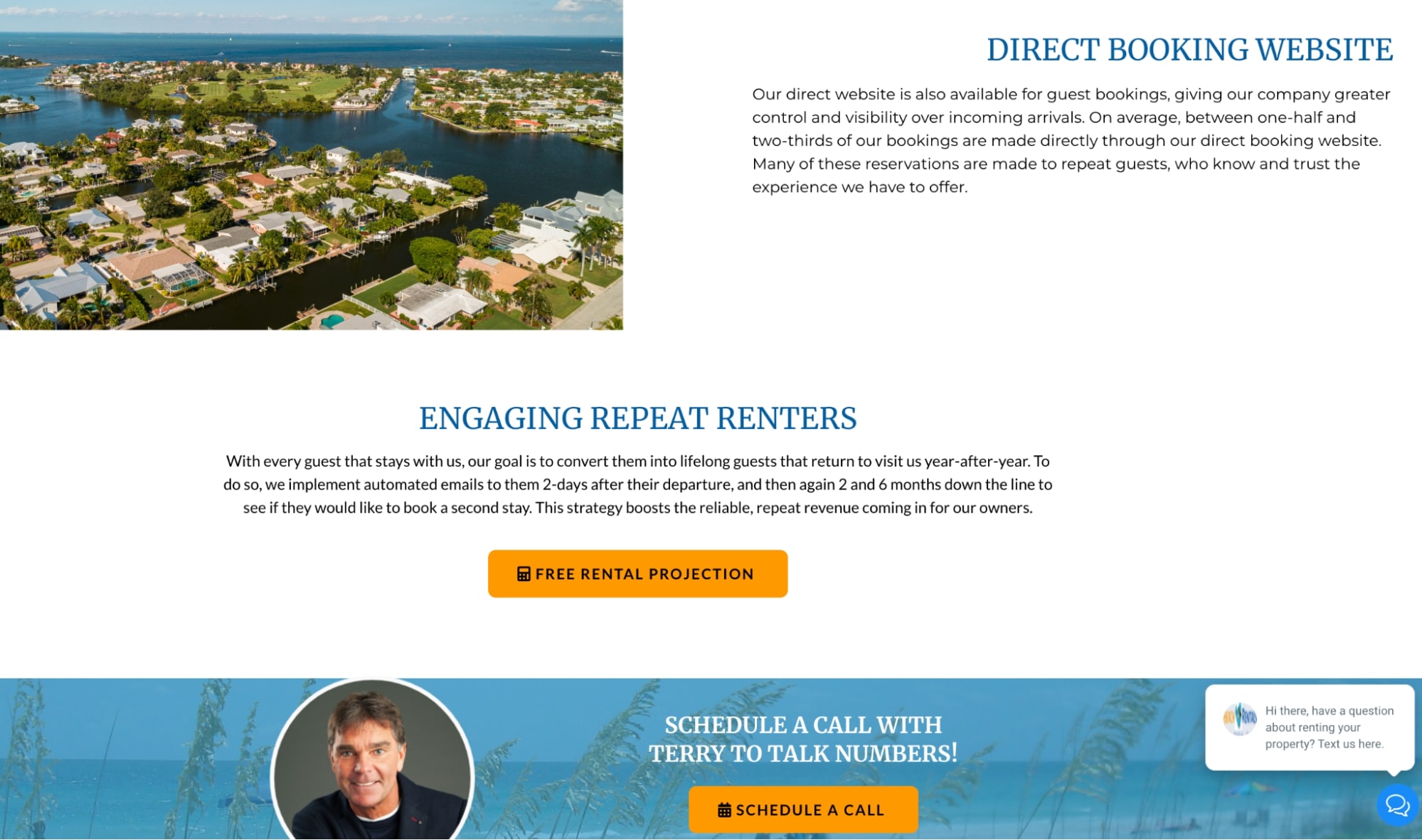 A screenshot of Anna Maria Island Beach Rentals property management webpage