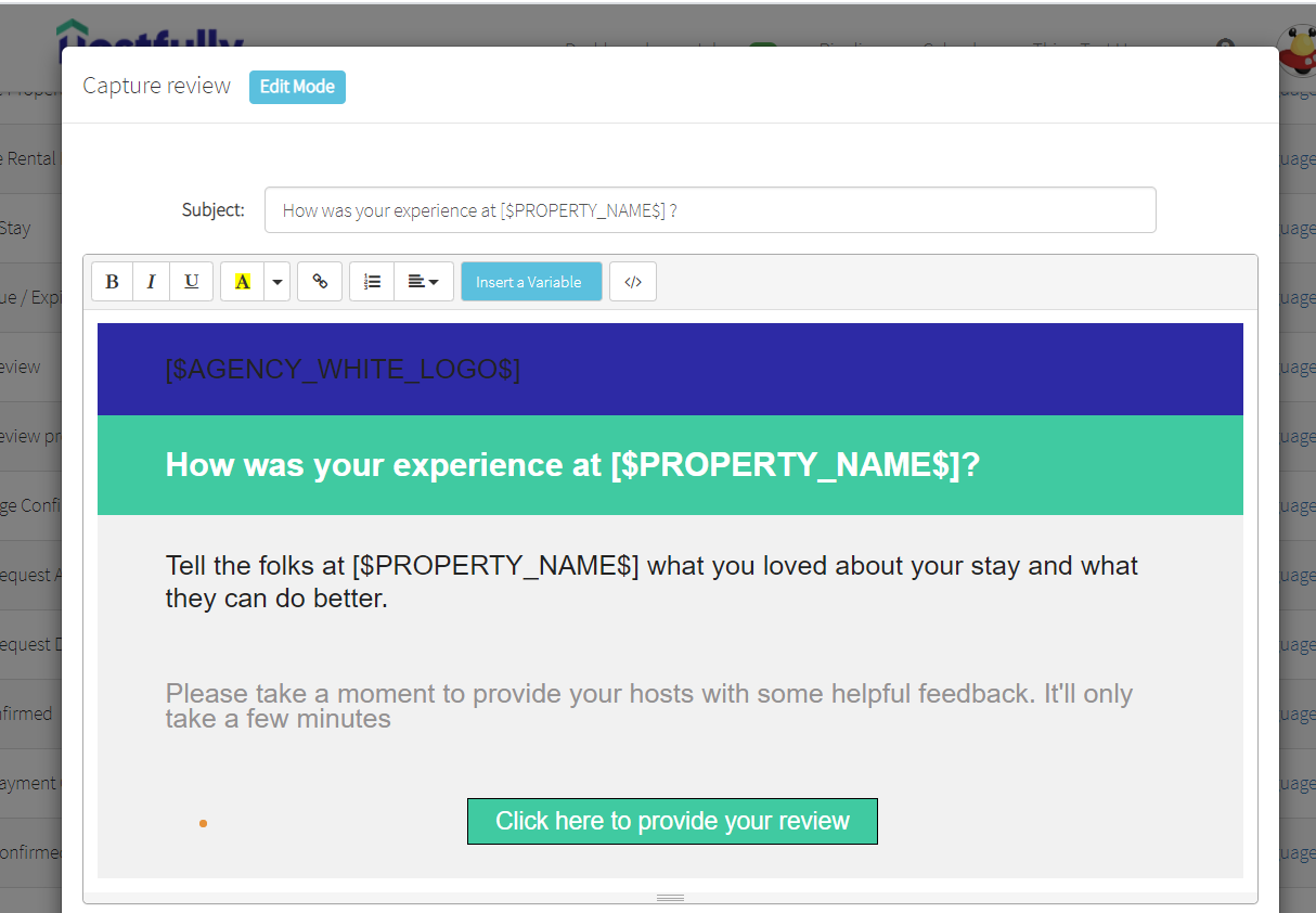 Image showing Hostfullys automated review requests for after guests stays.